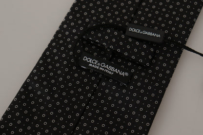 White Black Polka Dots Necktie Accessory 100% Silk Tie