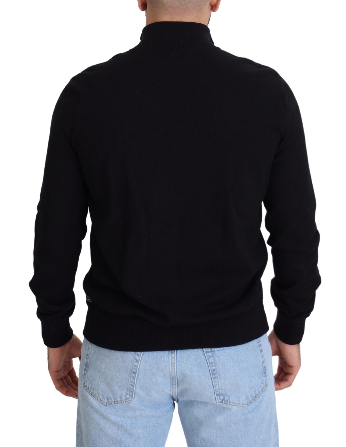 Black Bandana Cashmere Zip Cardigan Sweater
