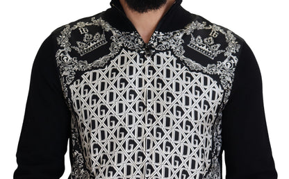Black Bandana Cashmere Zip Cardigan Sweater