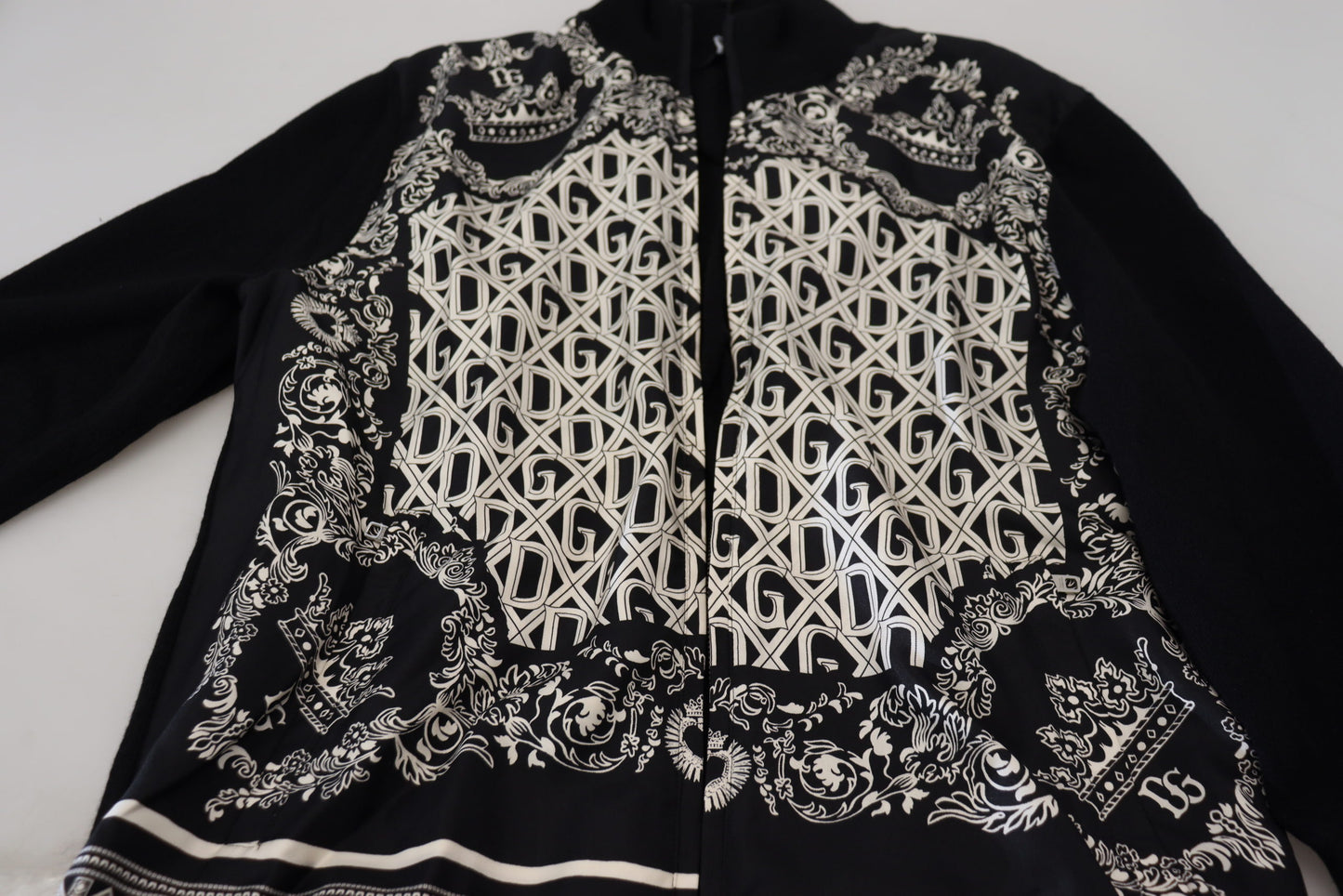 Black Bandana Cashmere Zip Cardigan Sweater