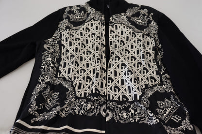 Black Bandana Cashmere Zip Cardigan Sweater