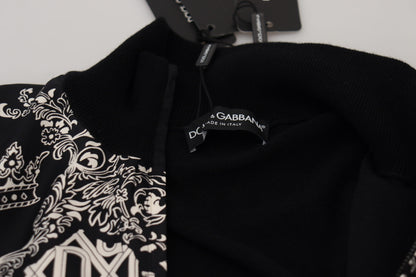 Black Bandana Cashmere Zip Cardigan Sweater