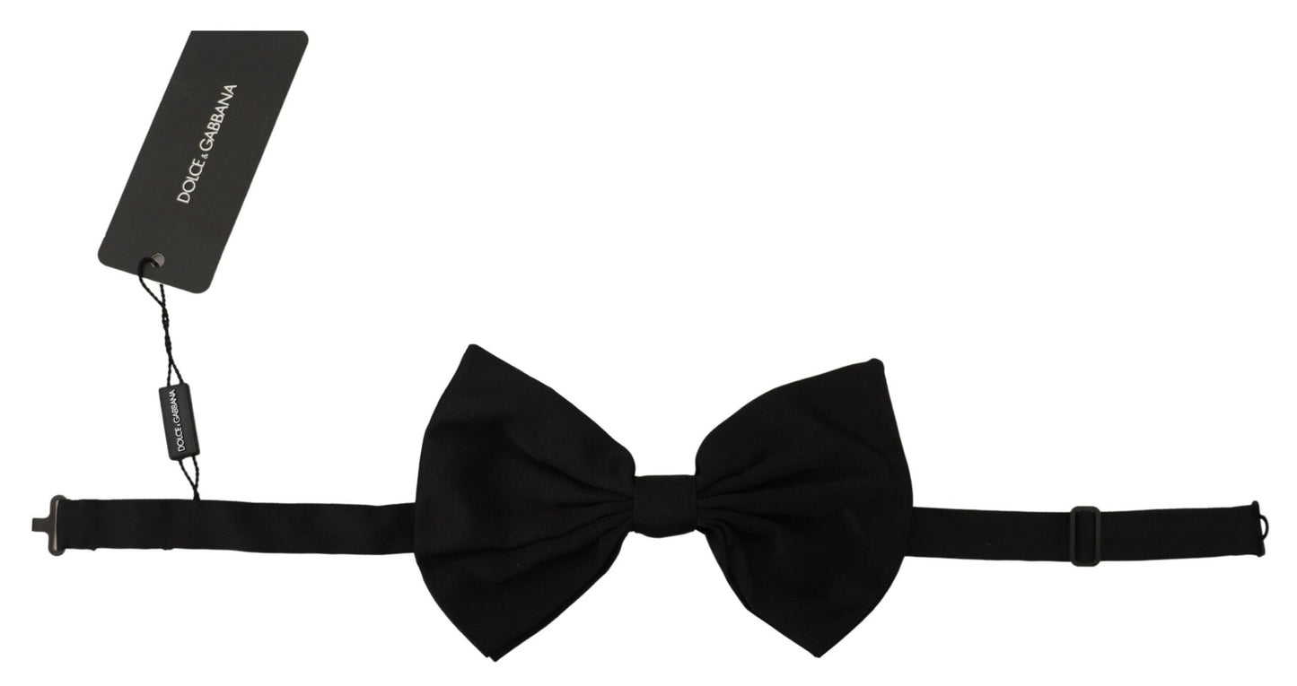 Black Cotton Adjustable Neck Papillon Bow Tie