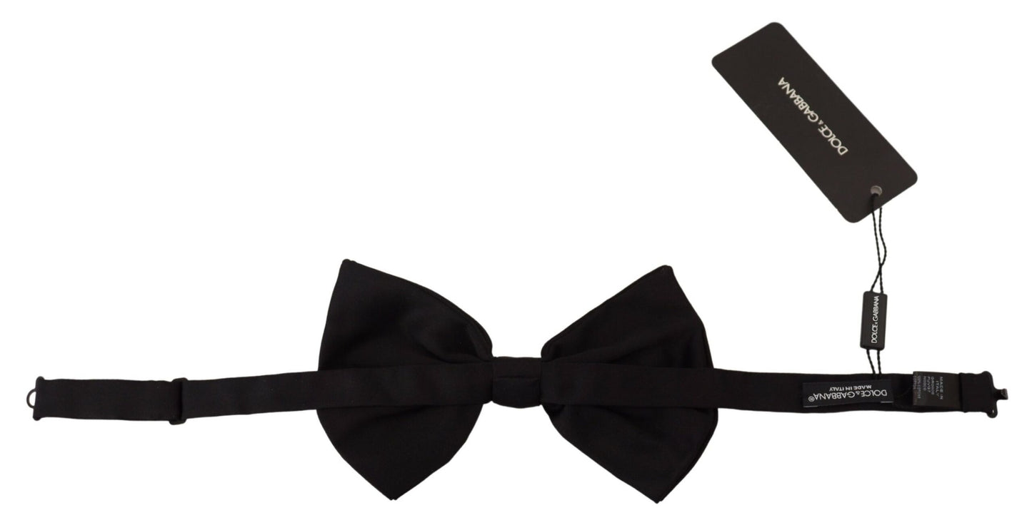 Black Cotton Adjustable Neck Papillon Bow Tie