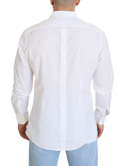 White Cotton Slim Fit Formal Dress GOLD Shirt