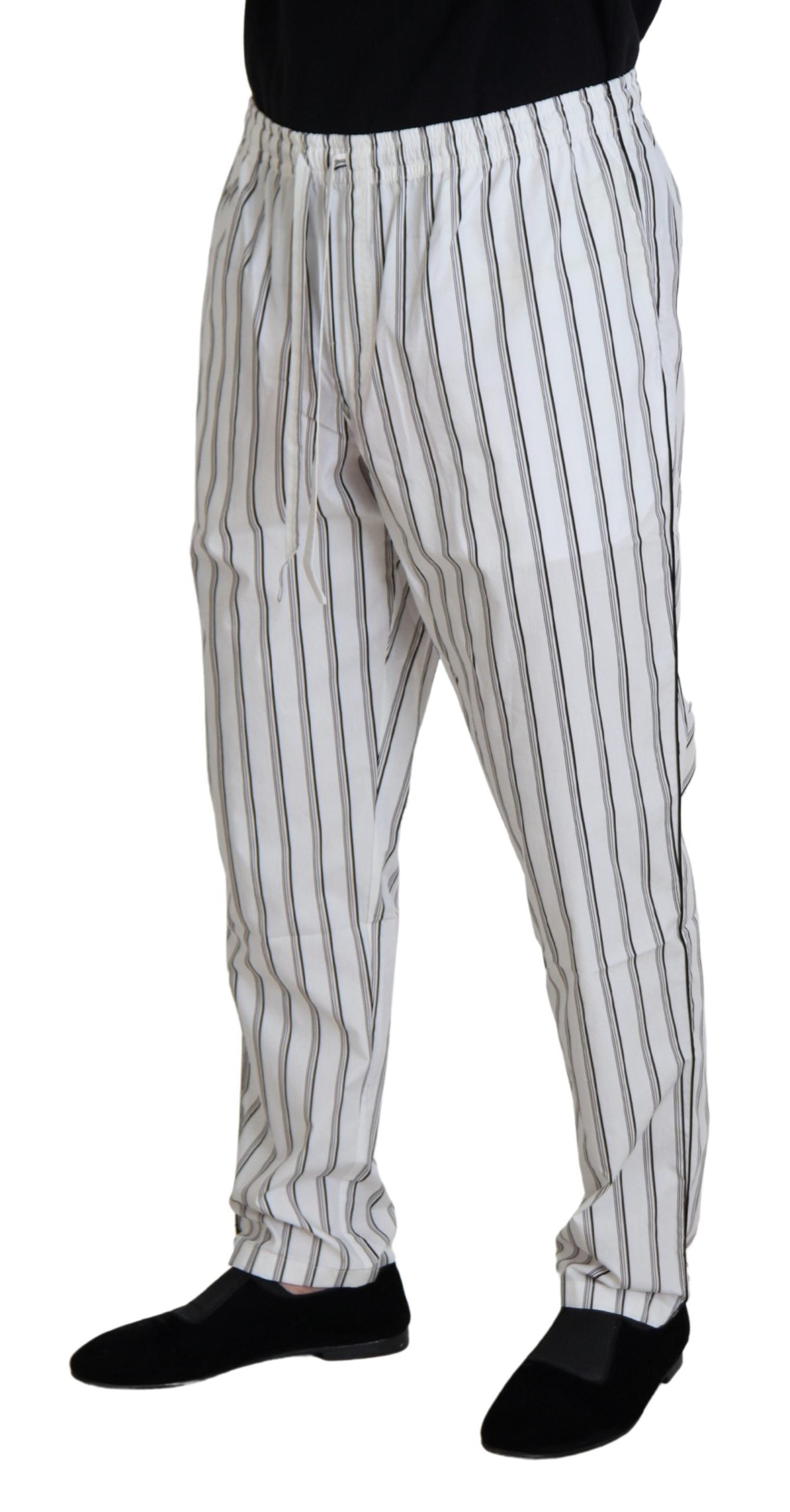 White Striped Cotton Men Pants