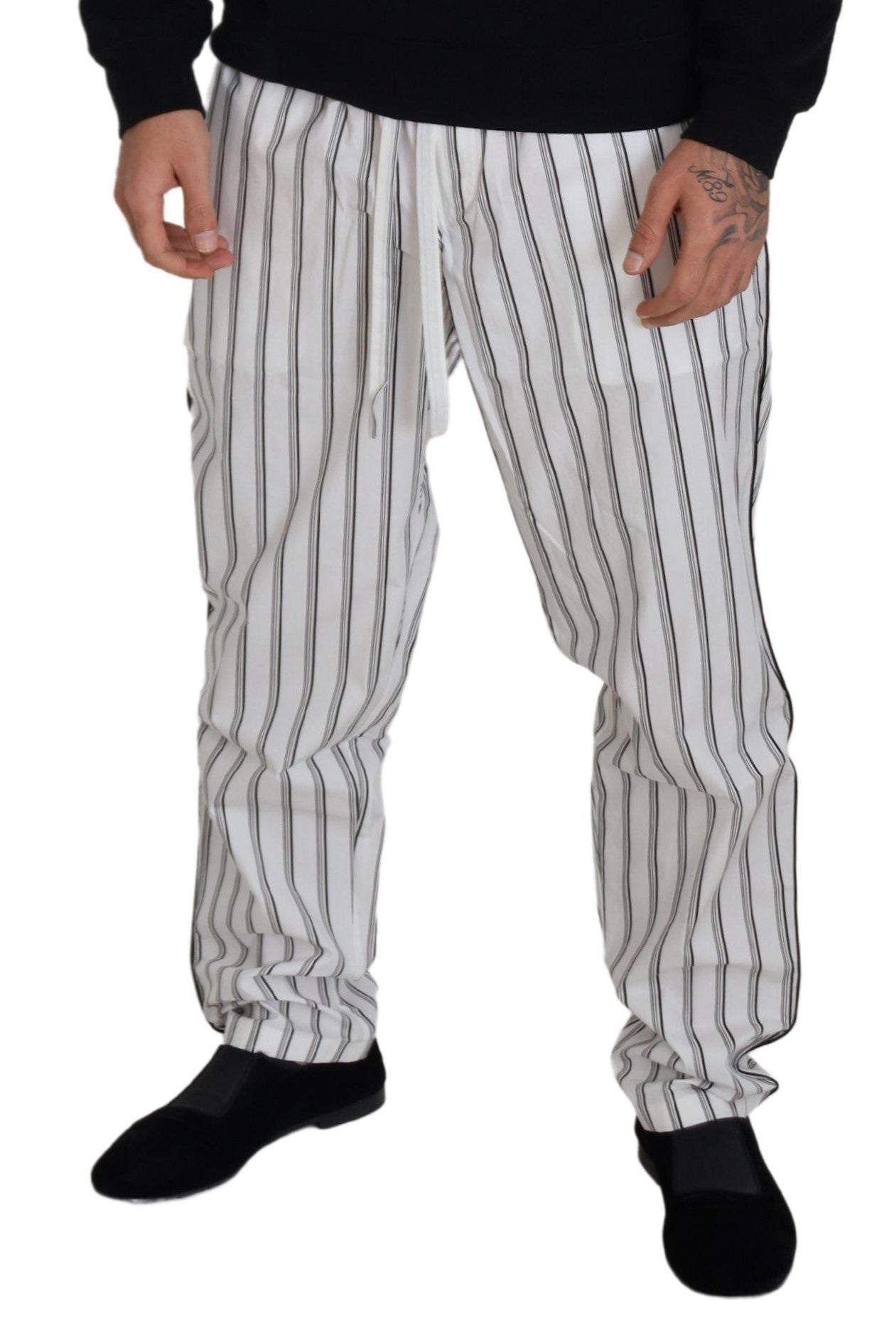 White Striped Cotton Men Pants