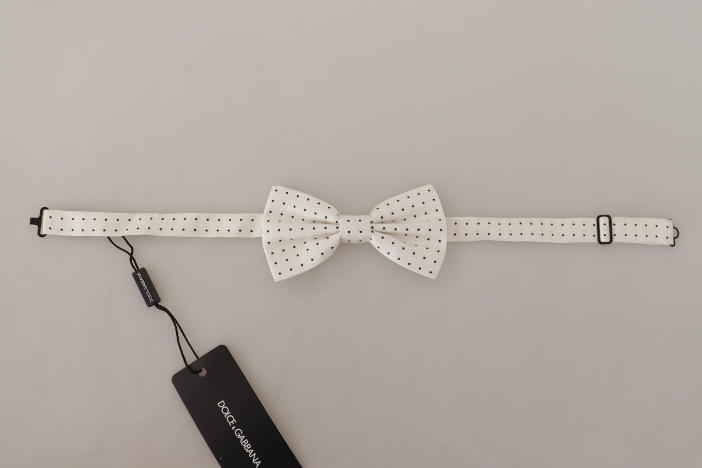 White Black Polka Dot 100% Silk Neck Papillon Tie
