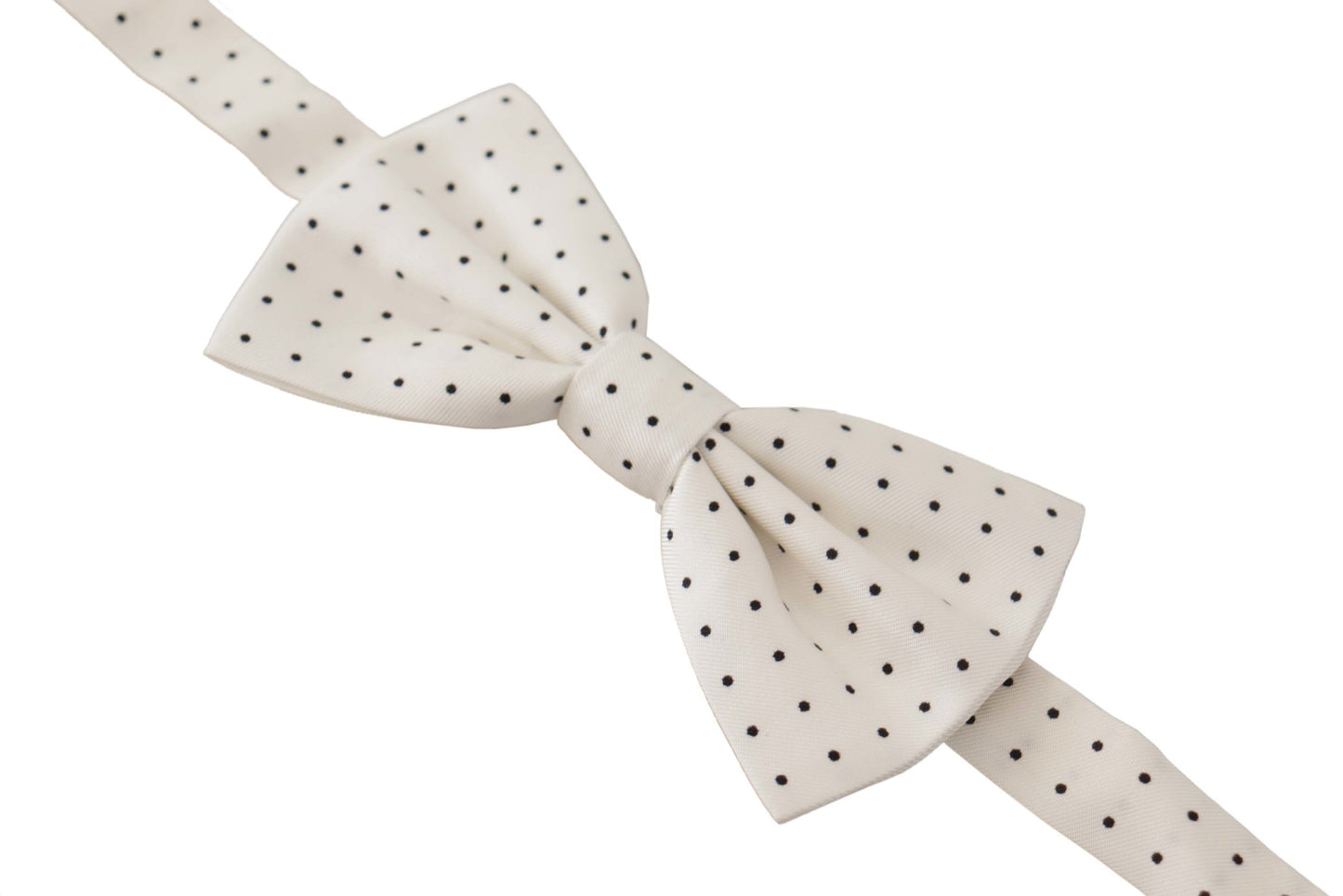 White Black Polka Dot 100% Silk Neck Papillon Tie