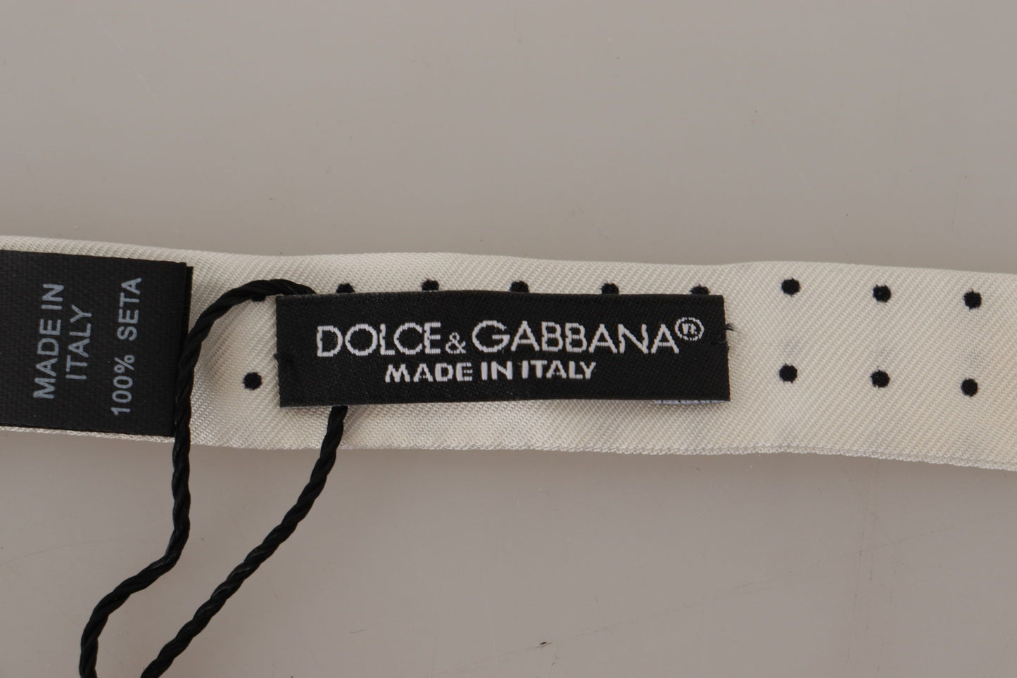 White Black Polka Dot 100% Silk Neck Papillon Tie