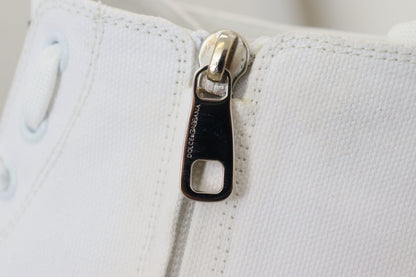 White Canvas Cotton High Tops Sneakers Shoes