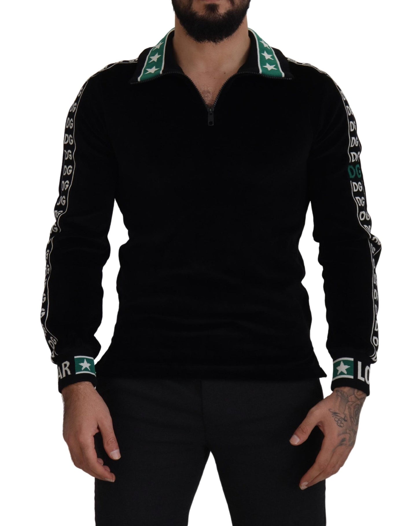 Black Cotton Velvet DG Sweatshirt Sweater