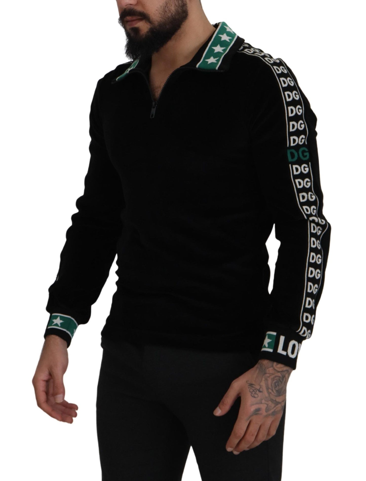 Black Cotton Velvet DG Sweatshirt Sweater