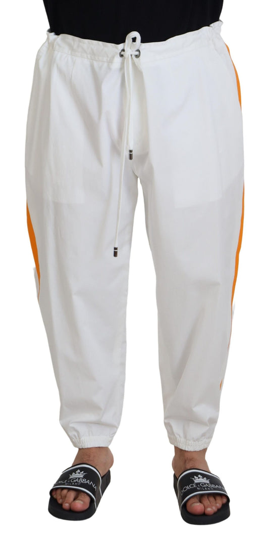 White Cotton DG Logo Print Jogger Pants