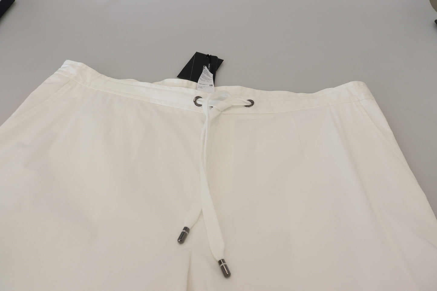White Cotton DG Logo Print Jogger Pants