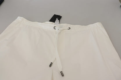 White Cotton DG Logo Print Jogger Pants