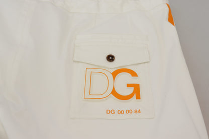 White Cotton DG Logo Print Jogger Pants