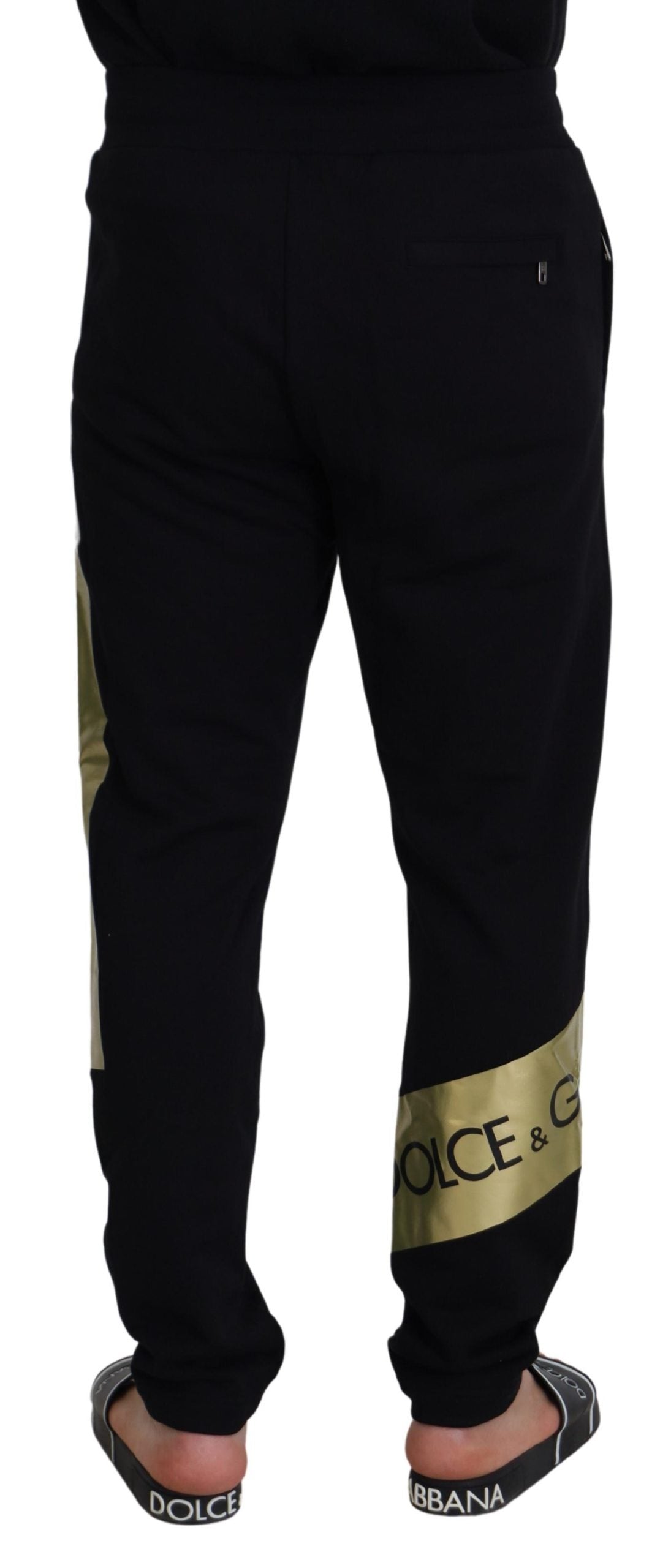 Black Cotton DG Logo Printed Jogger Pants