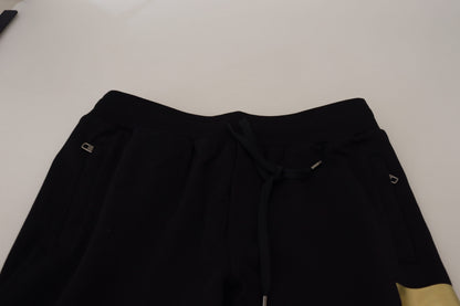 Black Cotton DG Logo Printed Jogger Pants