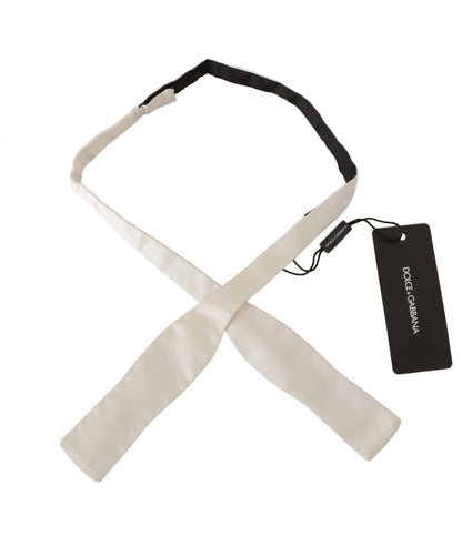 White Solid Silk Adjustable Neck Papillon Tie