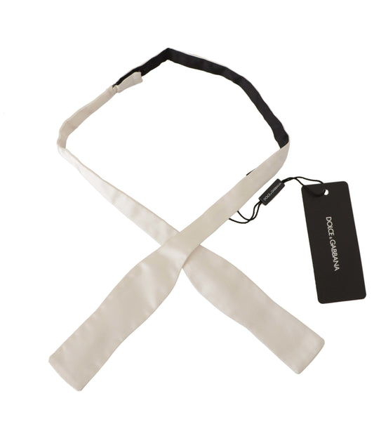 White Solid Silk Adjustable Neck Papillon Tie
