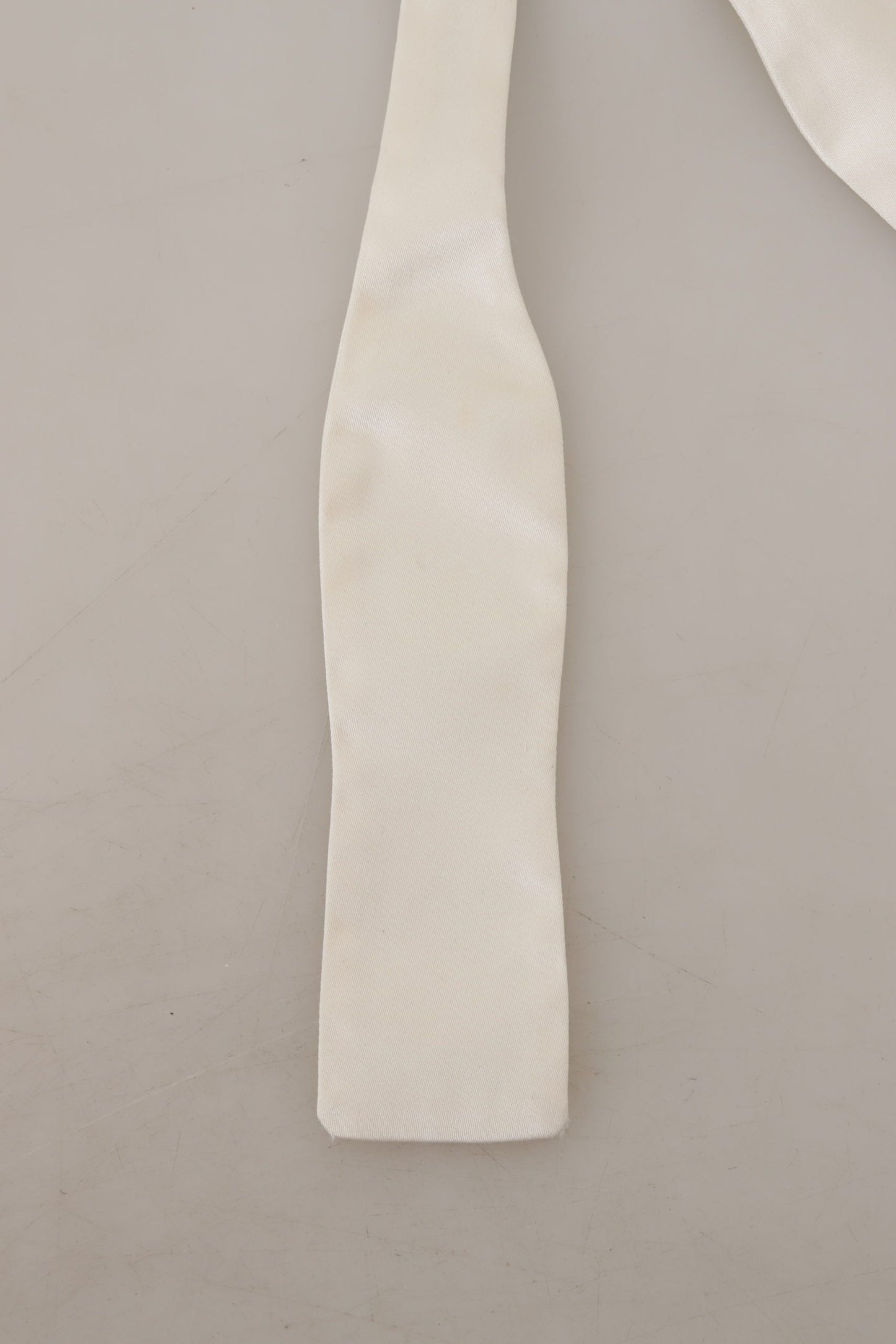 White Solid Silk Adjustable Neck Papillon Tie
