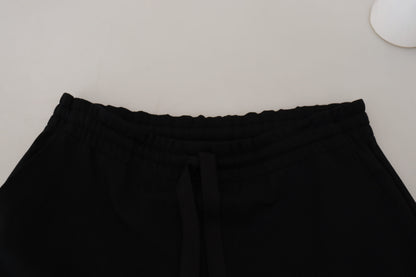 Black Cotton Drawstring Cargo Jogger Pants