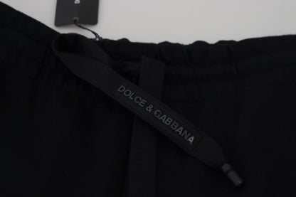 Black Cotton Drawstring Cargo Jogger Pants