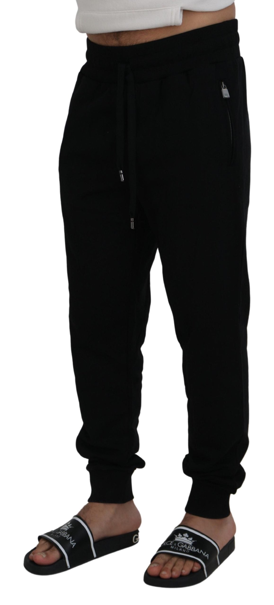 Black Cotton Mens Jogger Pants