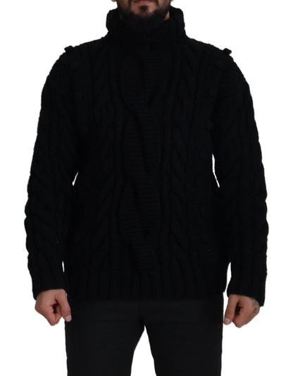 Black Cashmere Turtleneck Pullover Sweater