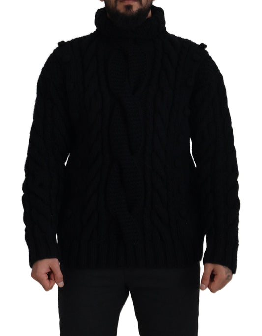 Black Cashmere Turtleneck Pullover Sweater