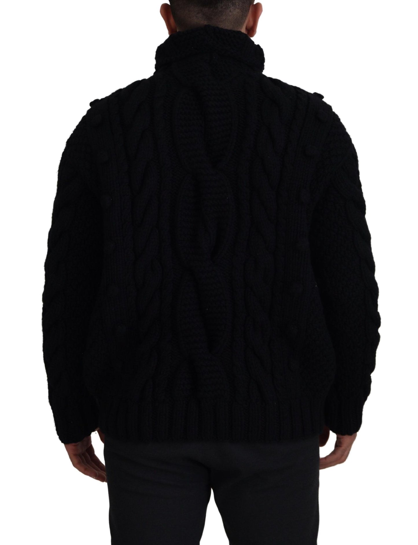 Black Cashmere Turtleneck Pullover Sweater