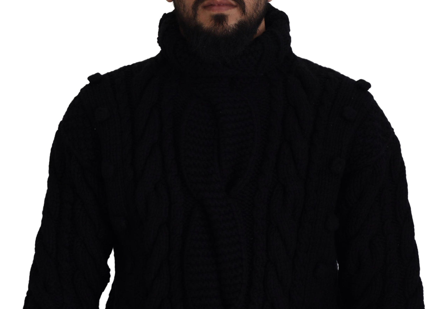 Black Cashmere Turtleneck Pullover Sweater
