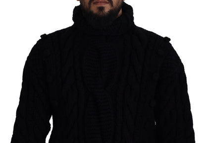 Black Cashmere Turtleneck Pullover Sweater