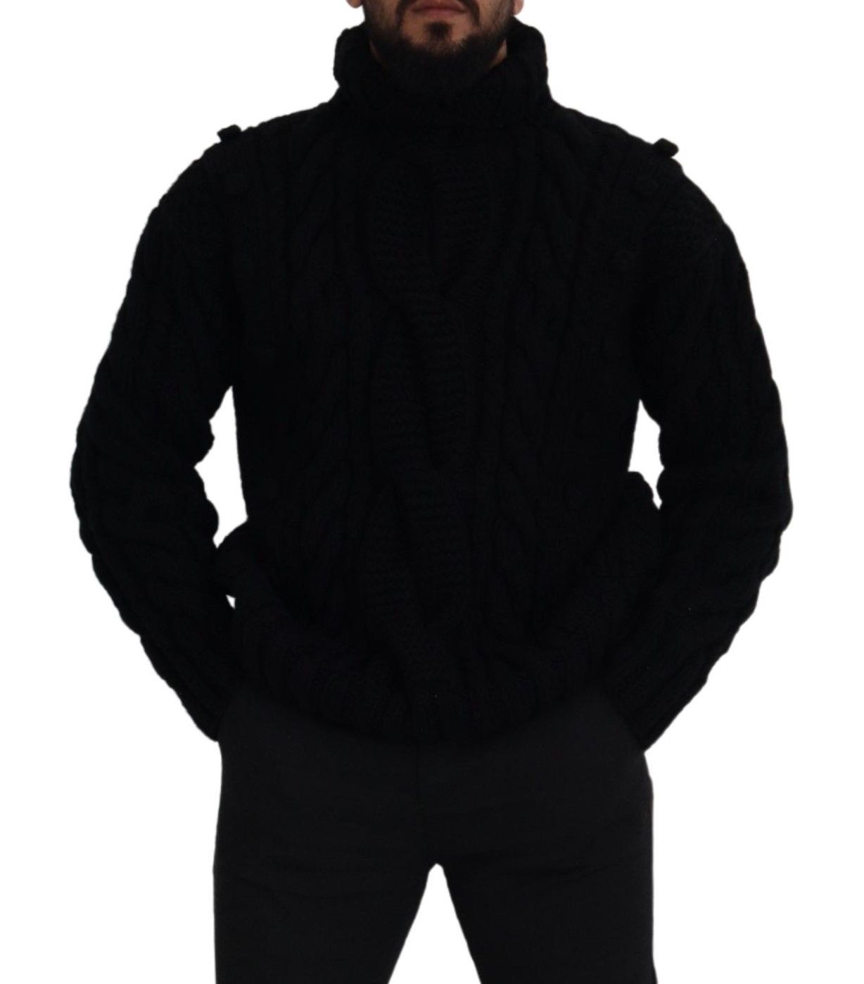 Black Cashmere Turtleneck Pullover Sweater