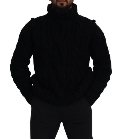 Black Cashmere Turtleneck Pullover Sweater