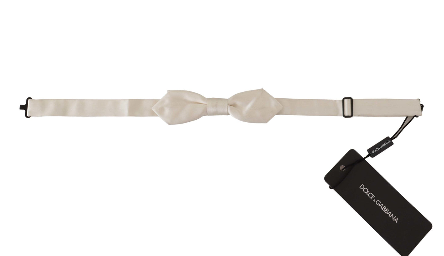 White Solid Silk Adjustable Neck Papillon Tie