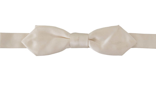 White Solid Silk Adjustable Neck Papillon Tie