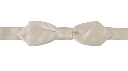 White Solid Silk Adjustable Neck Papillon Tie