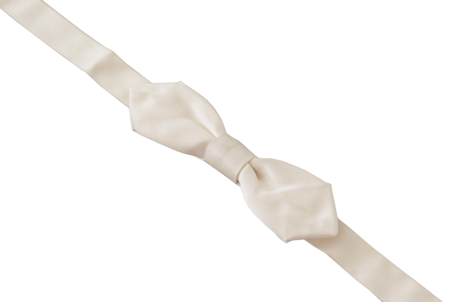 White Solid Silk Adjustable Neck Papillon Tie