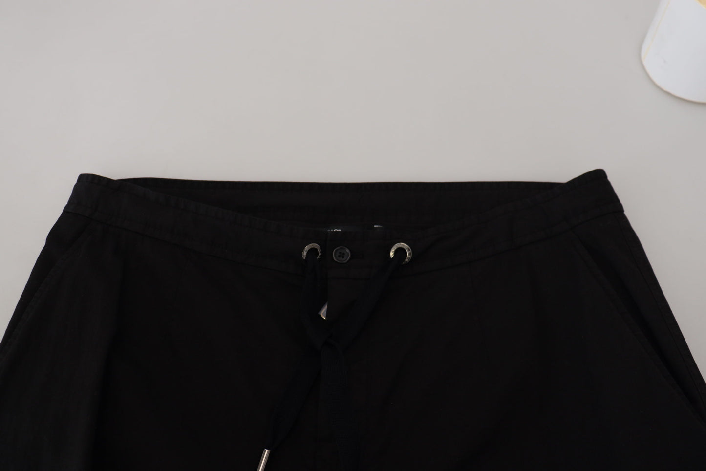 Black Cotton DG Logo Cargo Jogger Pants