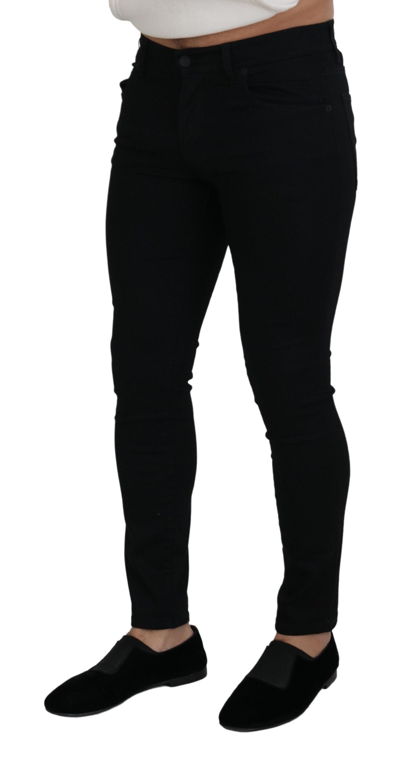 Black Cotton Skinny Casual Denim Jeans