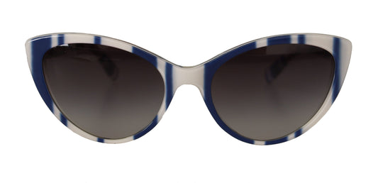 White Blue Stripe Full Frame Plastic Sunglasses