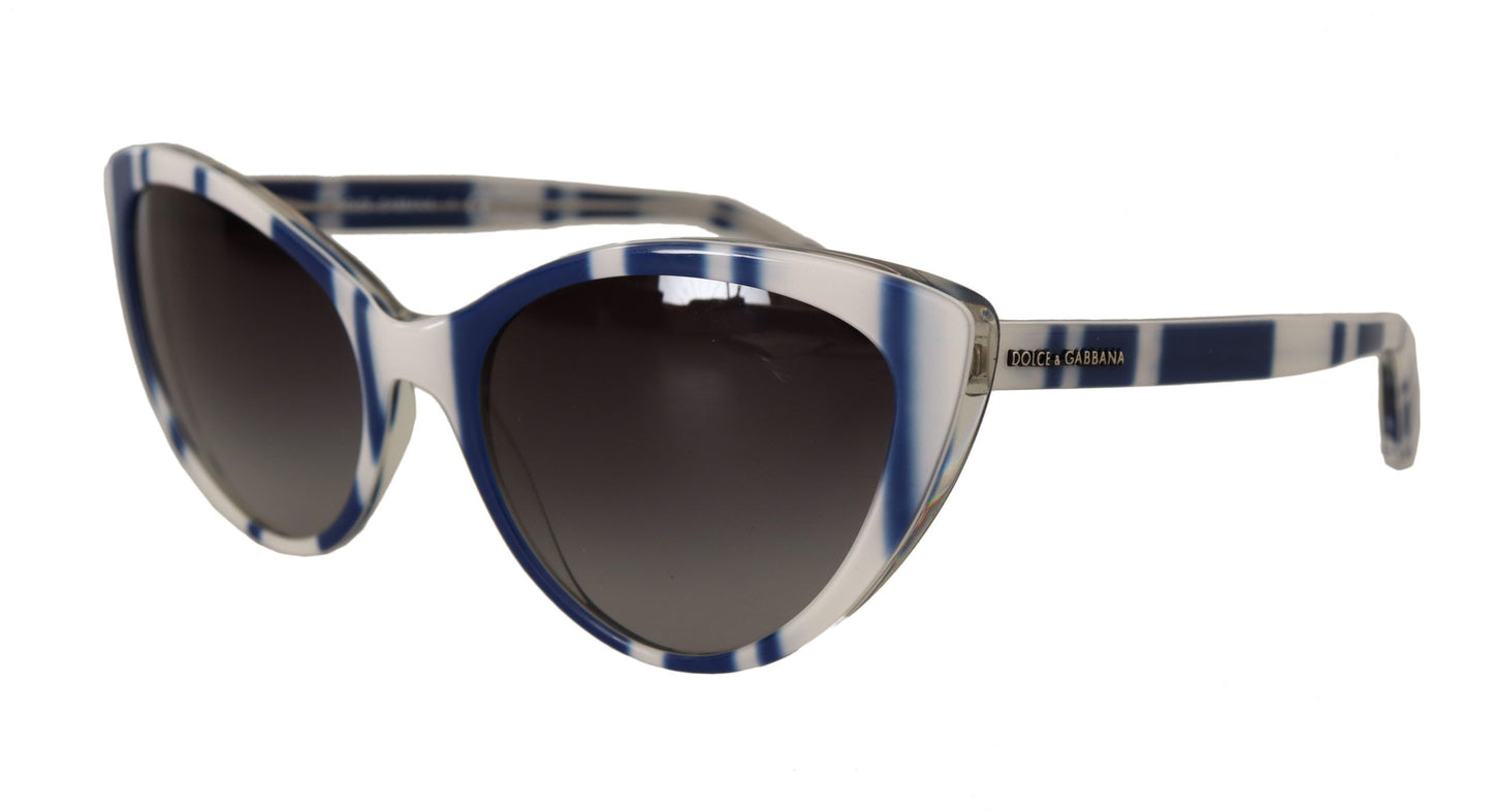 White Blue Stripe Full Frame Plastic Sunglasses