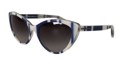 White Blue Stripe Full Frame Plastic Sunglasses