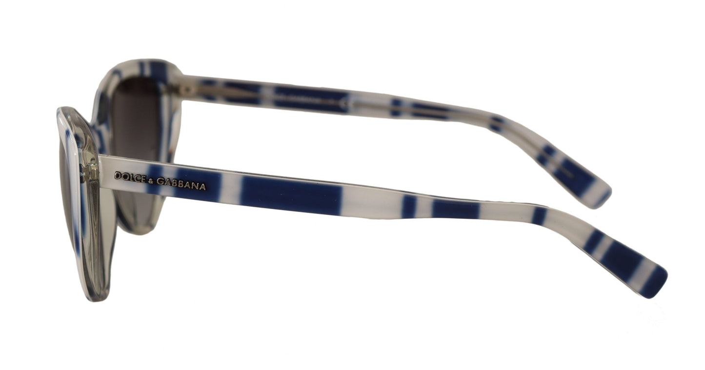White Blue Stripe Full Frame Plastic Sunglasses