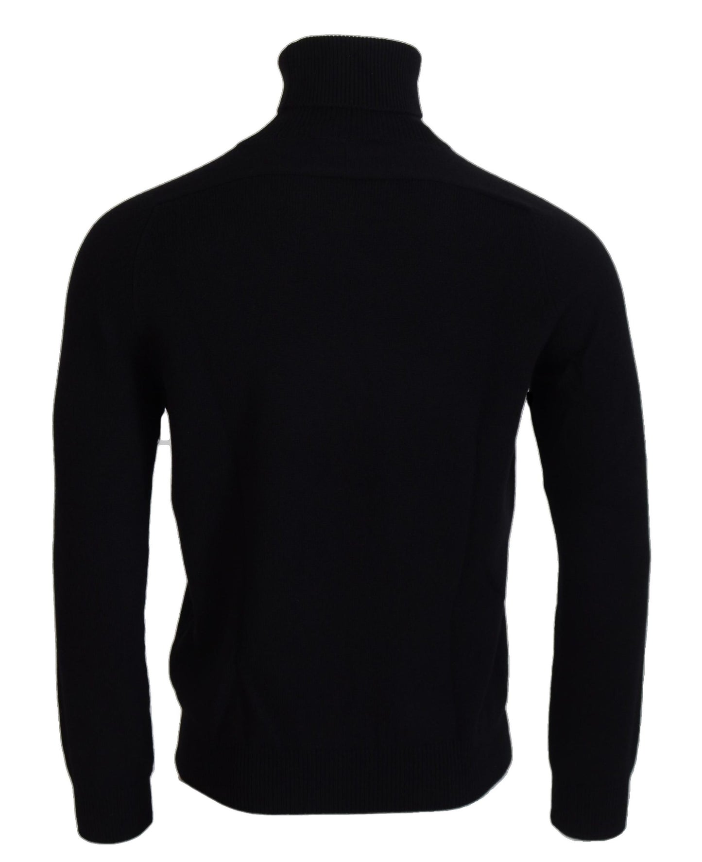 Black Cashmere Crown Turtleneck Sweater