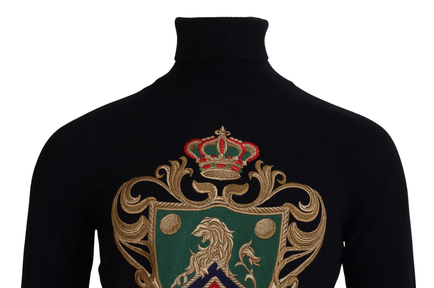 Black Cashmere Crown Turtleneck Sweater