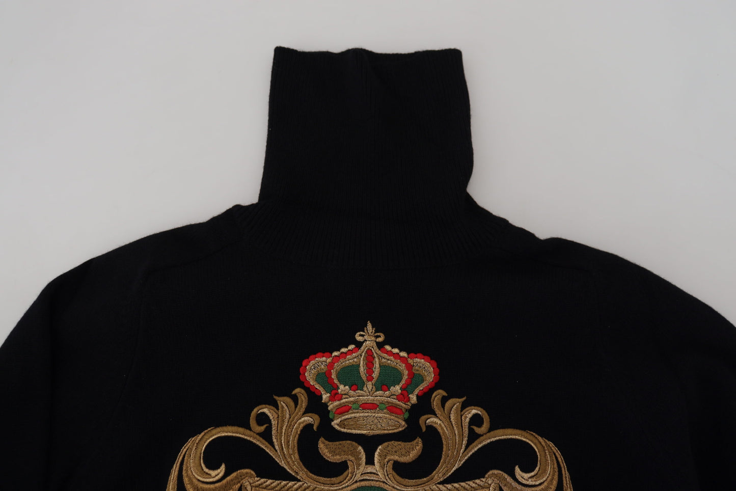 Black Cashmere Crown Turtleneck Sweater