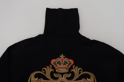 Black Cashmere Crown Turtleneck Sweater